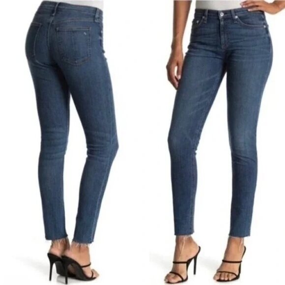 Rag & Bone Skinny Distressed Jeans Raw Hem Denim W1502K520 Bidland Wash Women 26 - Picture 4 of 13